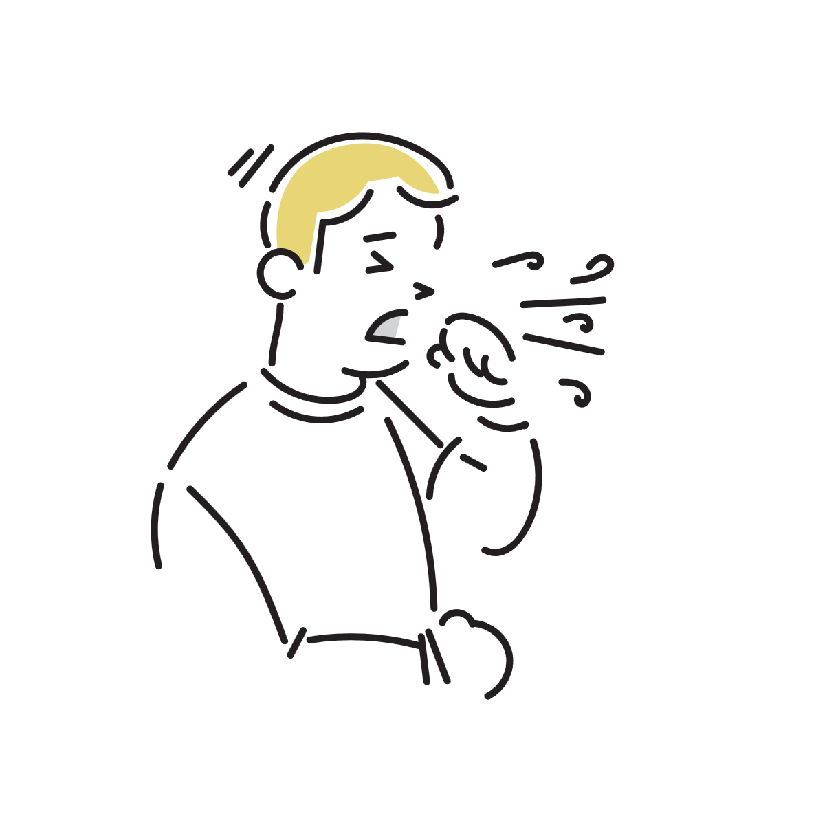 咳をしている男性のイラスト