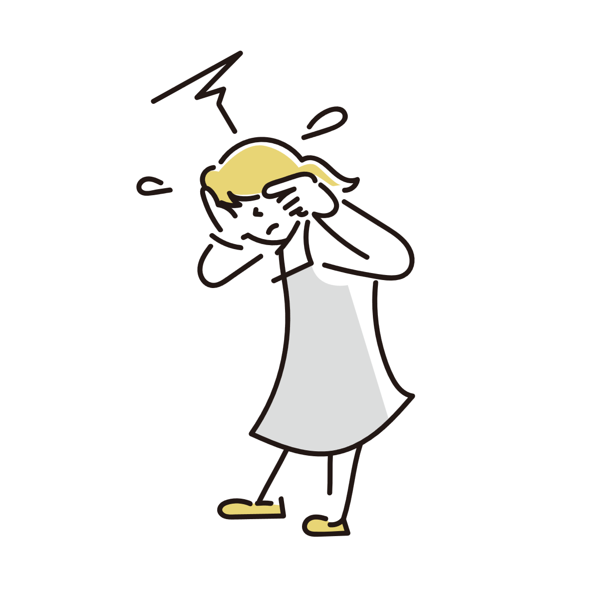 頭痛を感じている少女のイラスト
