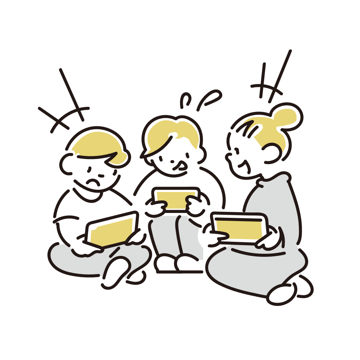 ゲームをする子供たちのイラスト