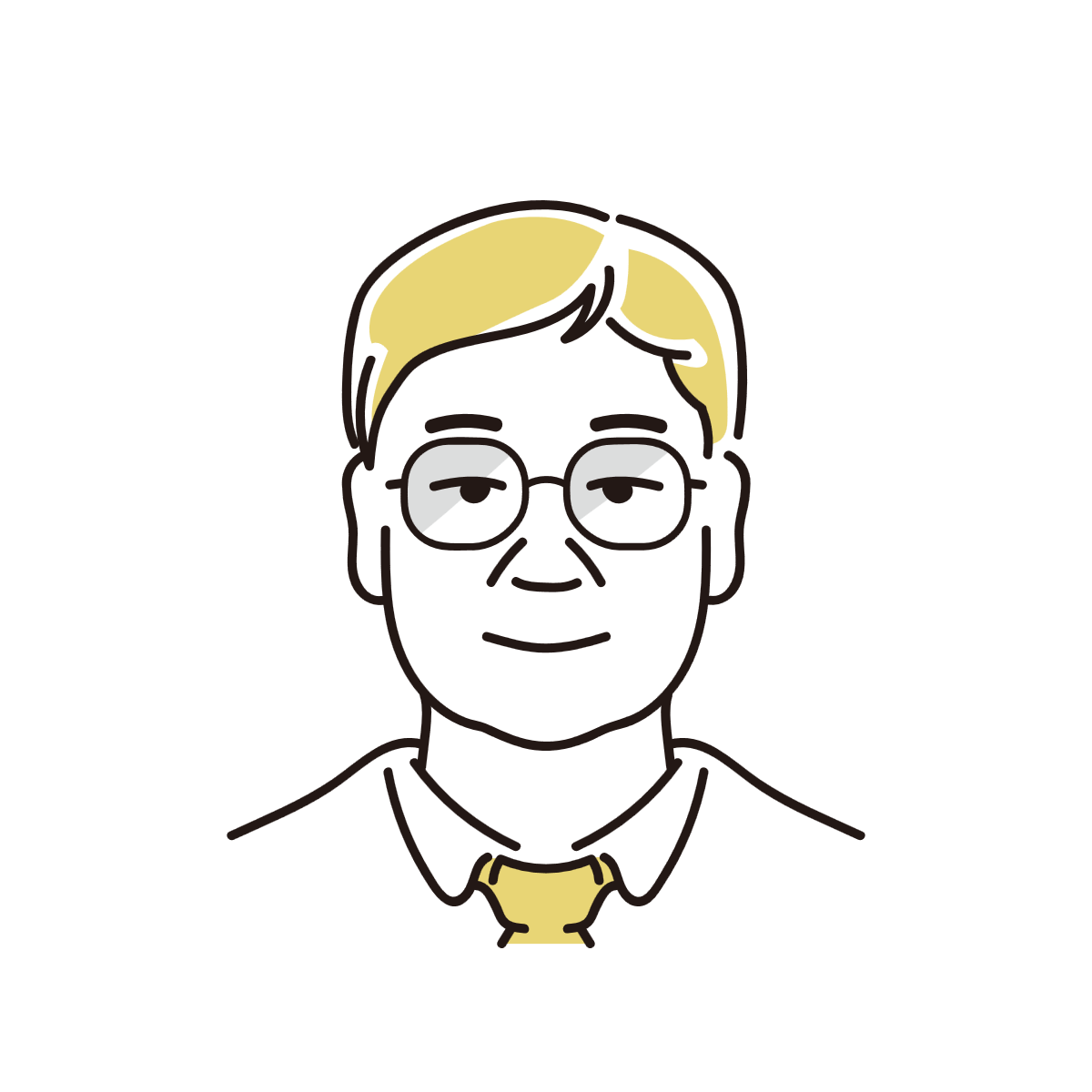 眼鏡をかけた笑顔の男性のイラスト