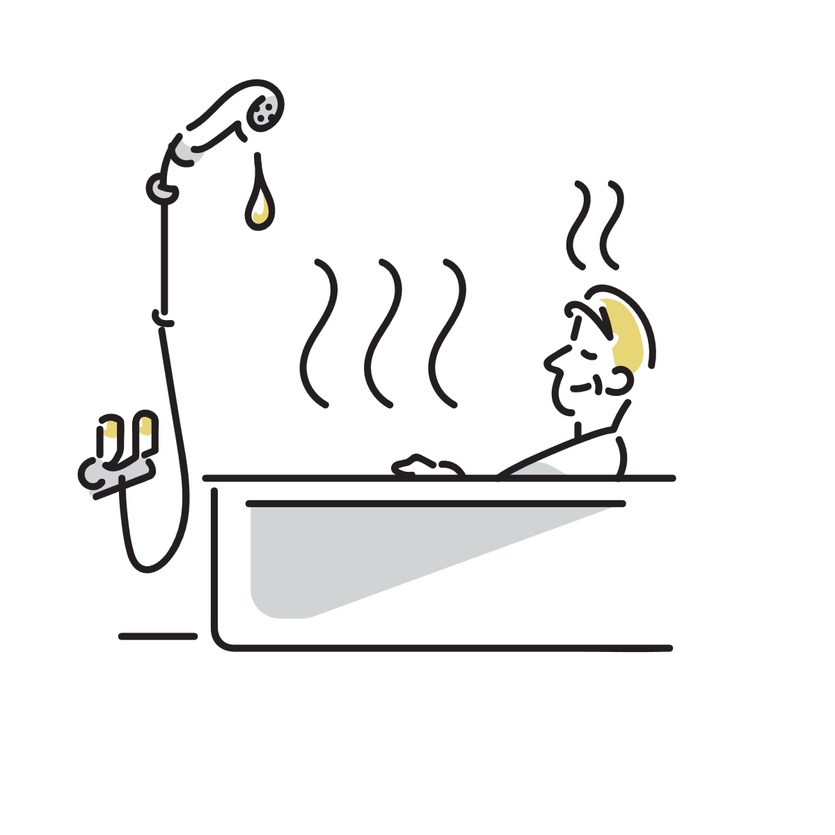 お風呂に入ってる男性のイラスト
