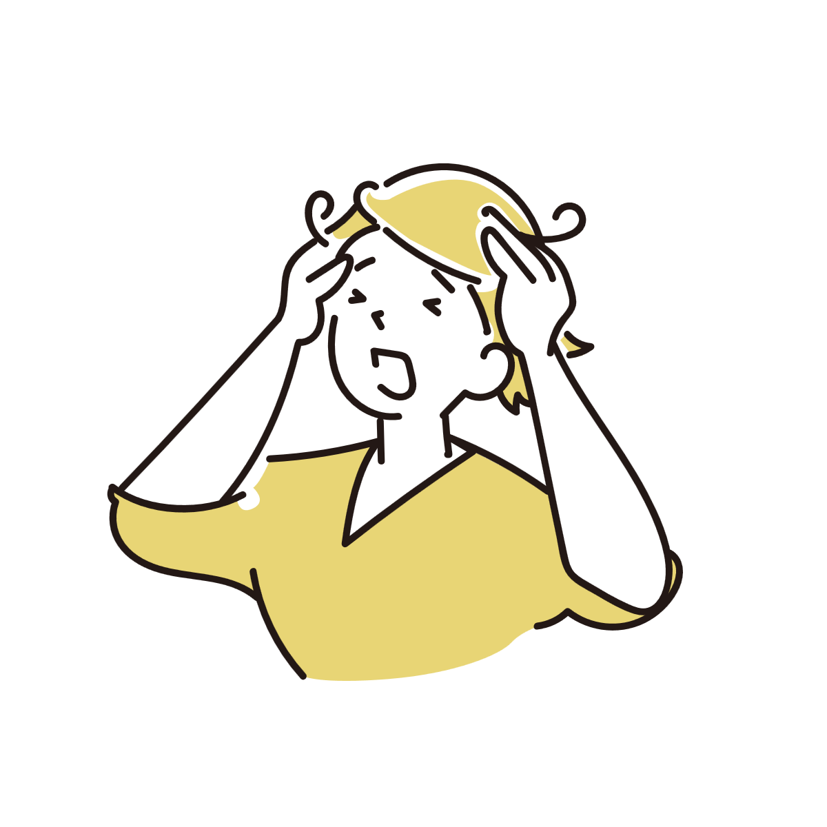 頭を触る人物のイラスト