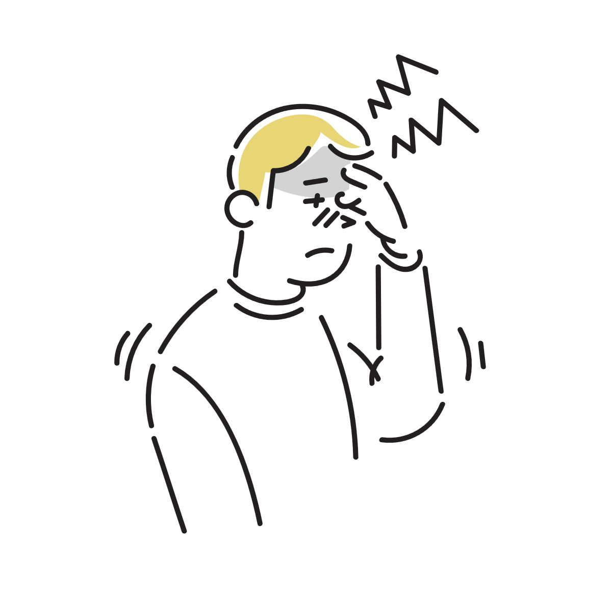 頭痛に悩む男性のイラスト