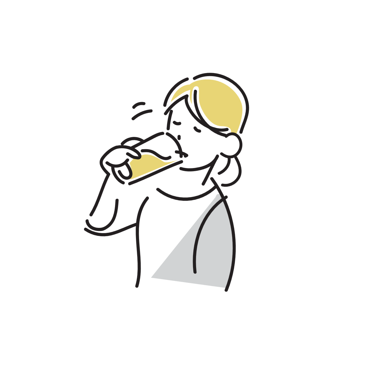 朝に水を飲む女性のイラスト