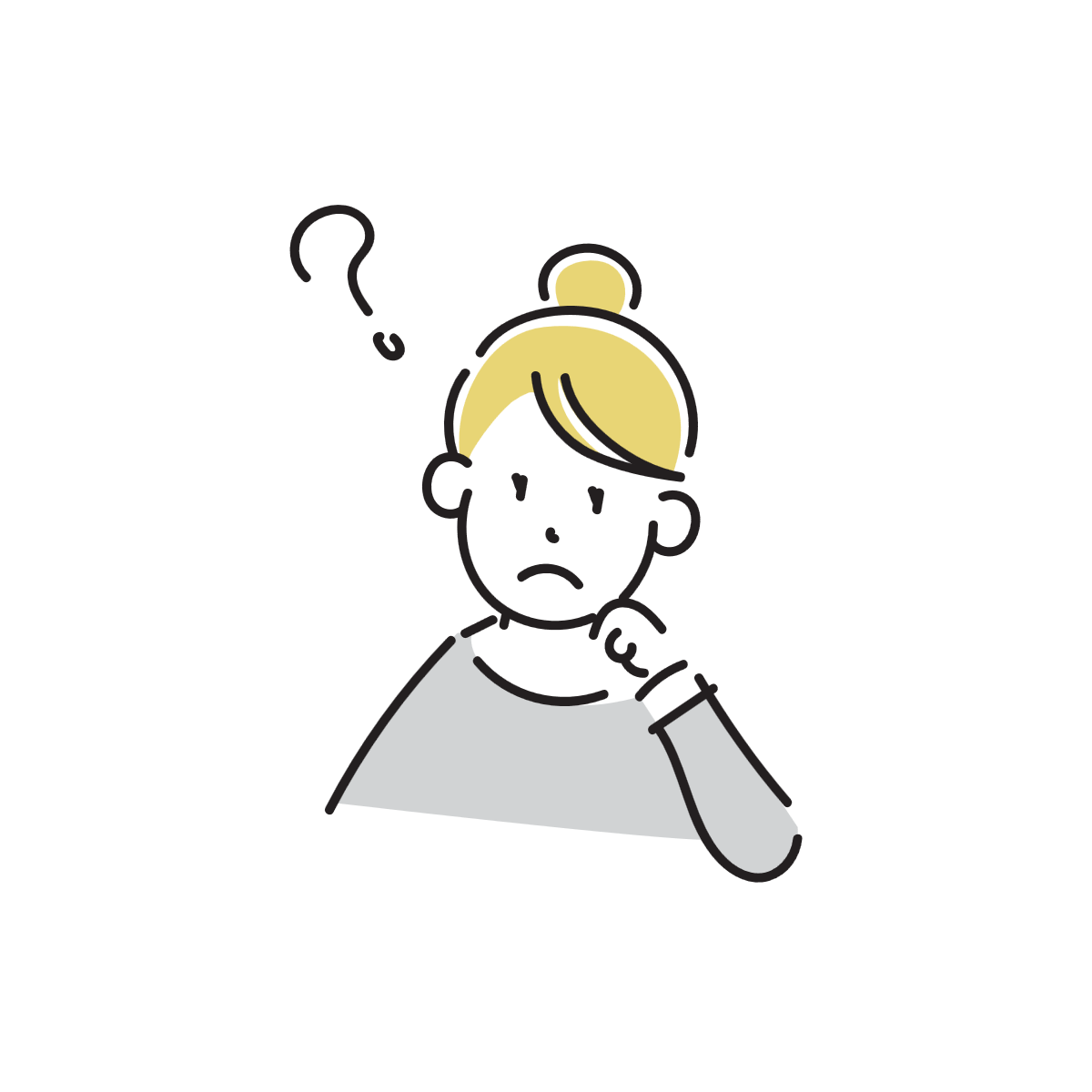 疑問を抱いている女性のイラスト