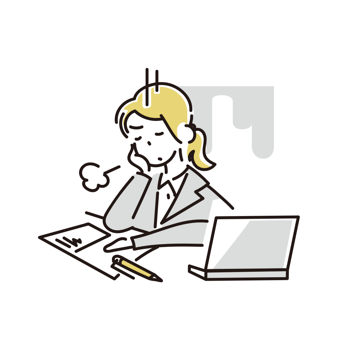 疲れた女性のイラスト