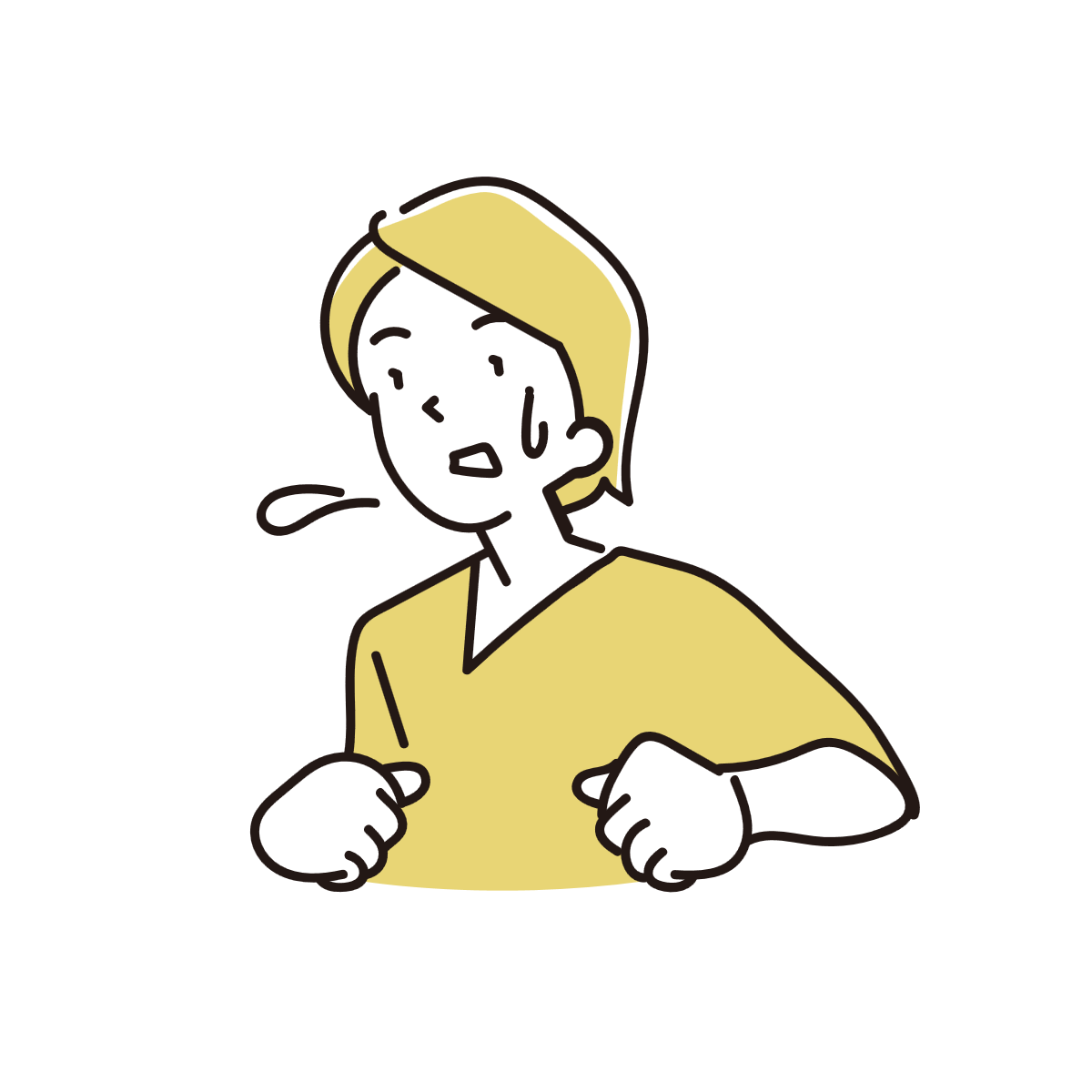 汗をかいている人物のイラスト