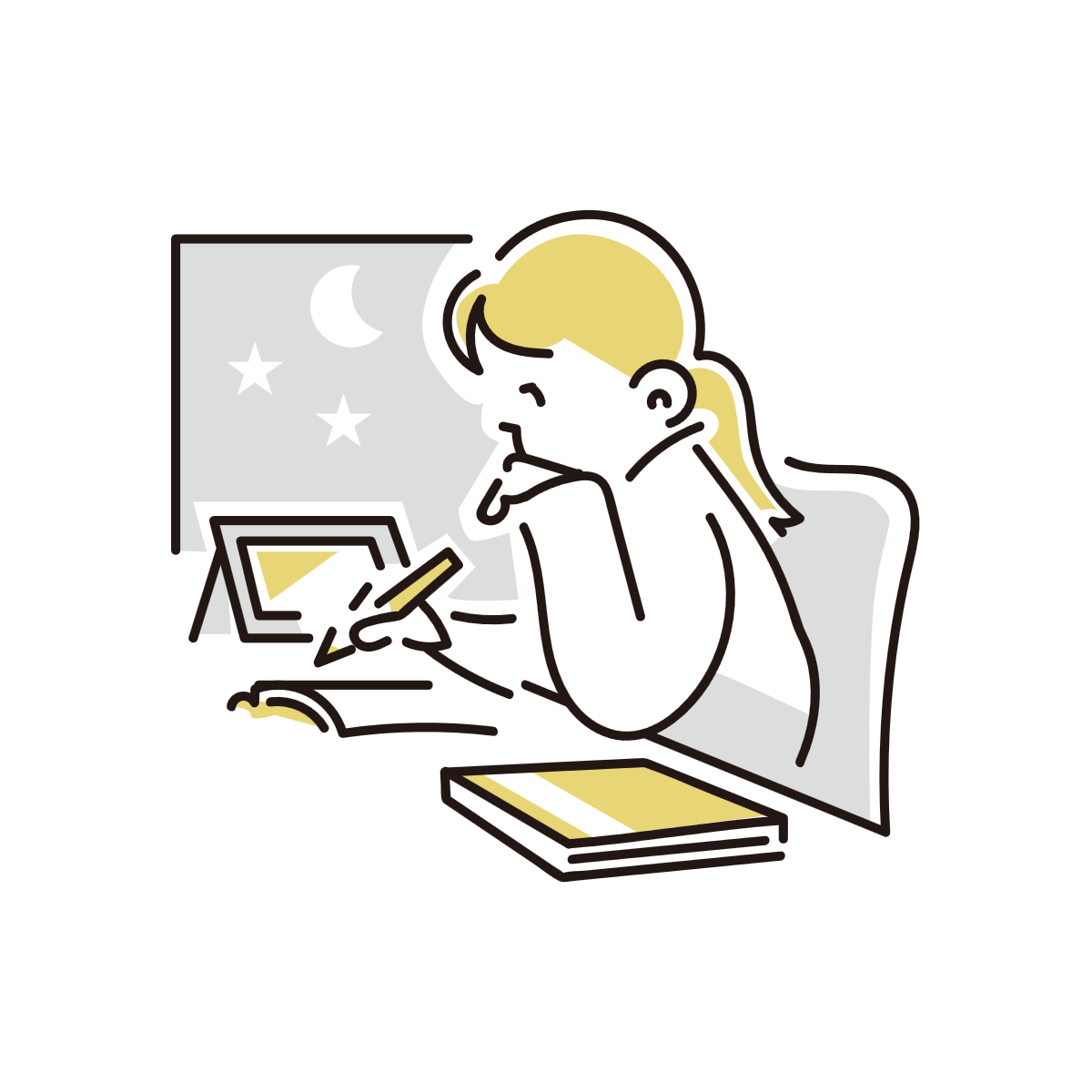 勉強する女性のイラスト