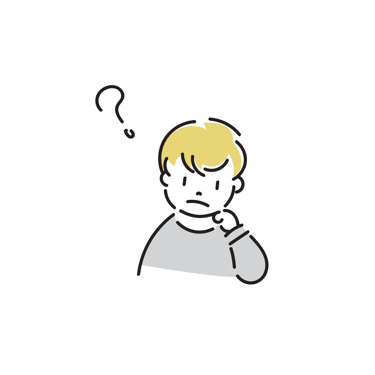 考える男の子のイラスト