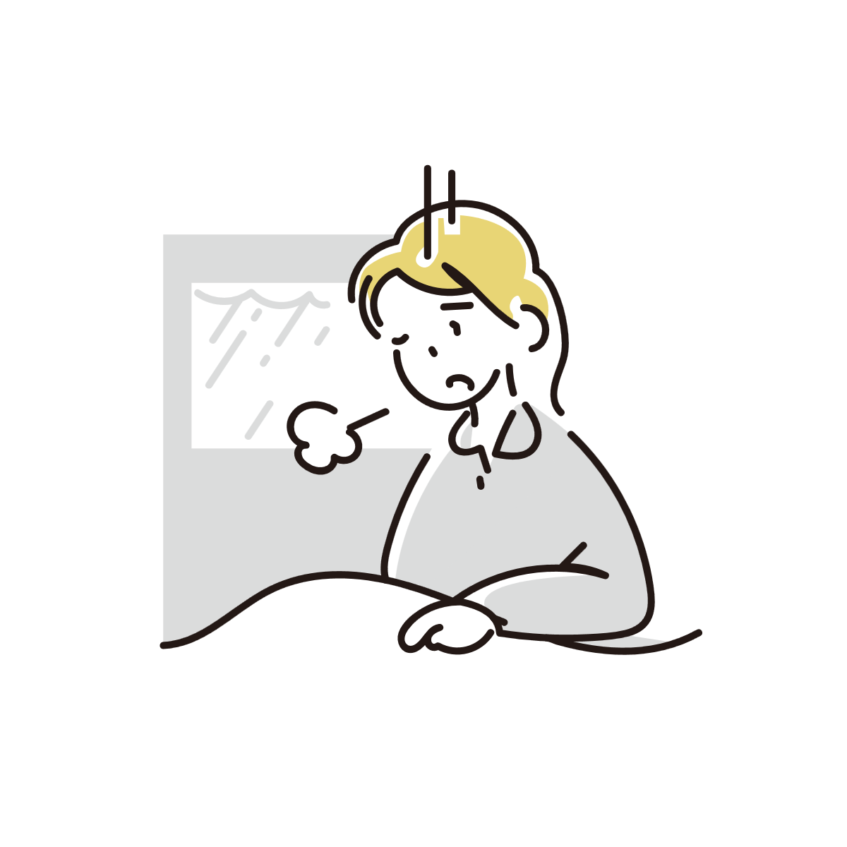 二日酔いでつらそうな女性のイラスト
