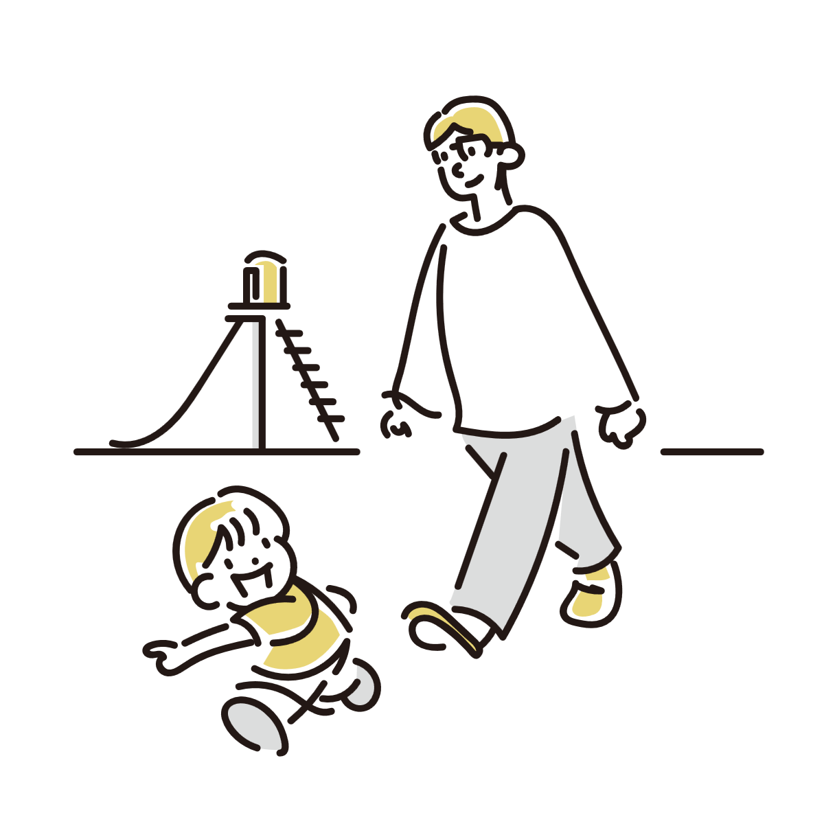 遊ぶ親子のイラスト