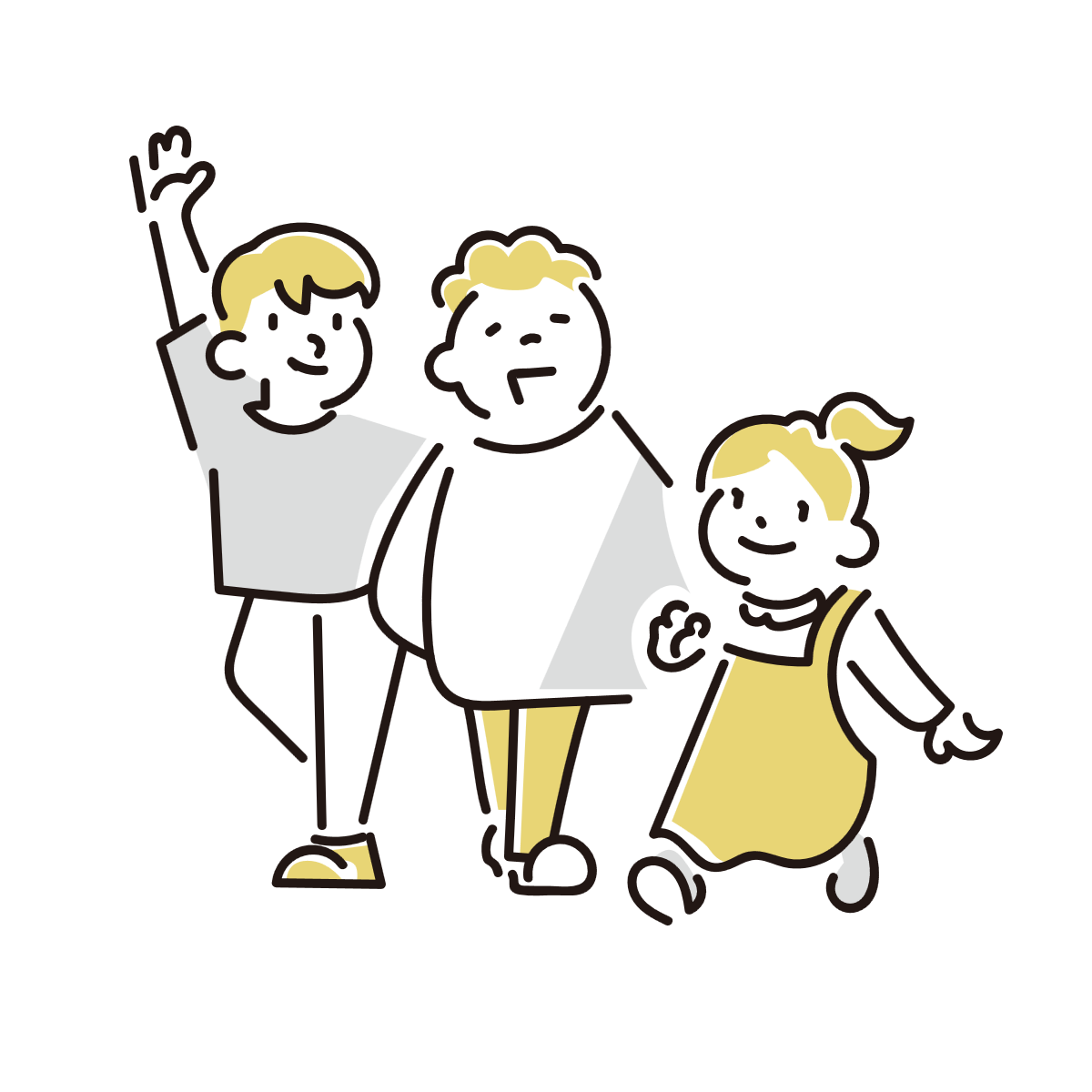 歩くこども達のイラスト